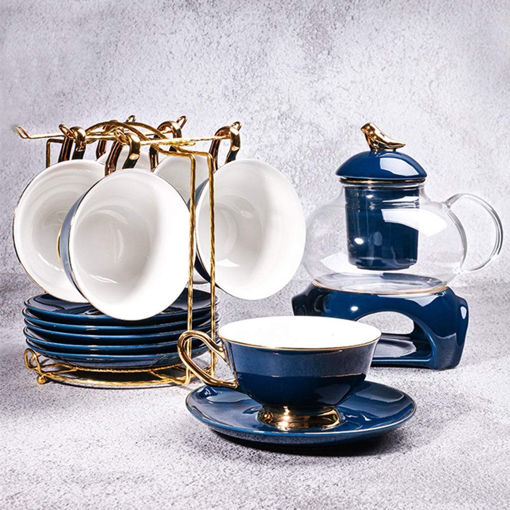 XINGYU Zestawy do herbaty w stylu europejskim glazurowana porcelana serwis do kawy i herbaty z 6 częściami filiżanek i 6 spodkami popopołudniową herbatą naczynie do picia zestaw do kawy do domu
