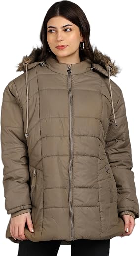 ELLIPSE Women's Winter Jacket with Detachable Hood, Nylon Fabric, Inner Jacket, Multiple Pockets, Ideal for -5°C to 10°C