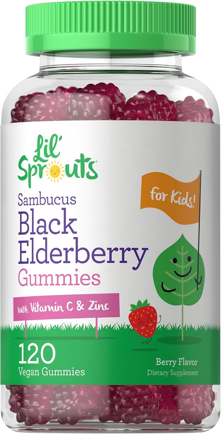 Carlyle Elderberry Gummies for Kids | 120 Count | Zinc and Vitamin C | Berry Flavor | Vegan, Non-GMO, and Gluten Free | by Lil’ Sprouts