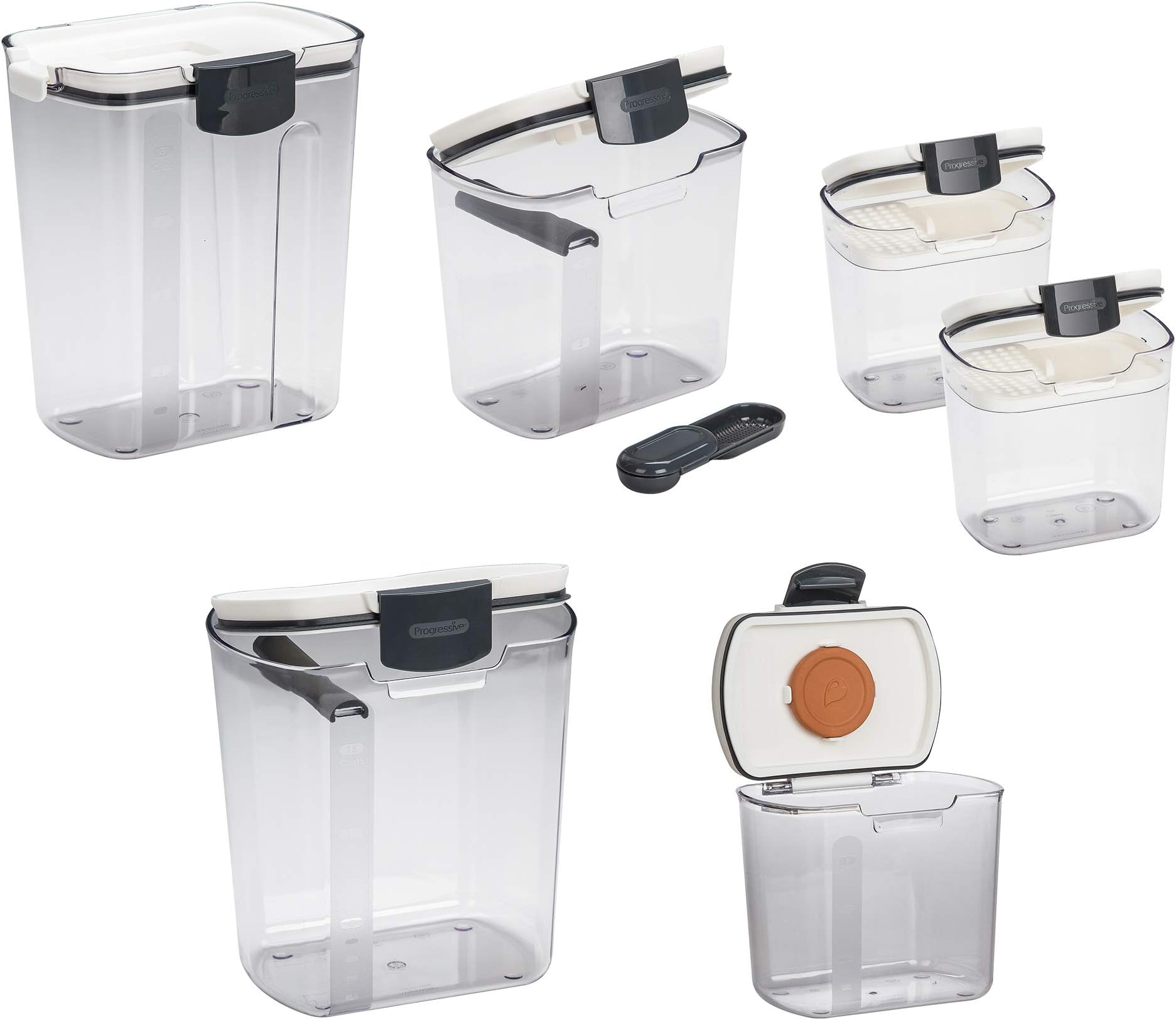6-Piece Airtight Food Storage Containers for Baking Essentials - White & Clear, Plastic, BPA-Free
