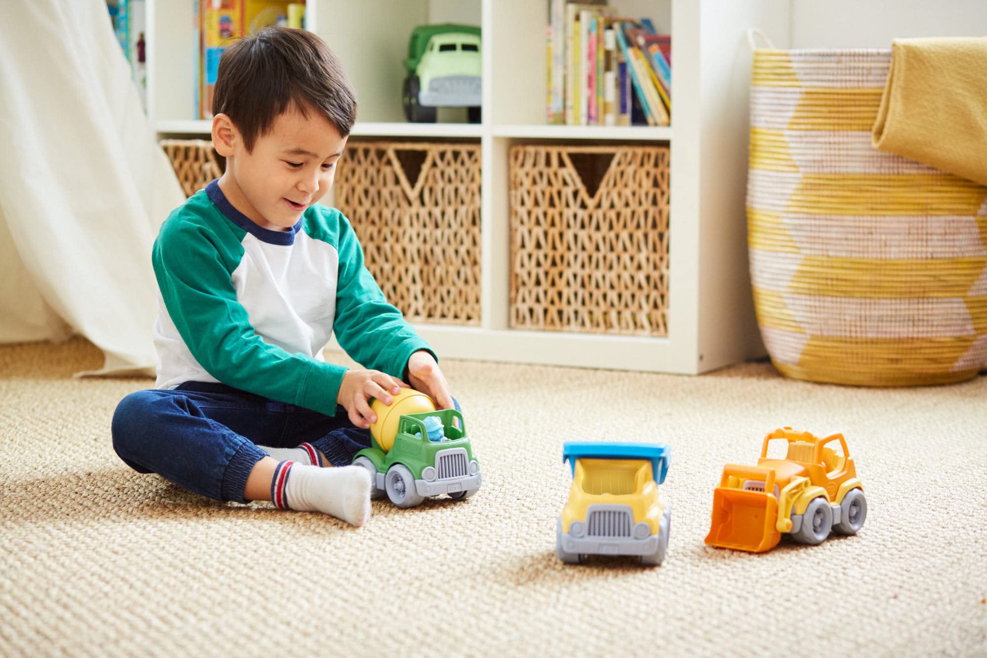 Green Toys Construction Vehicle Includes Scooper, Dumper, Mixer, 1 Character- 3 Pack - 4C — Amazon image 4