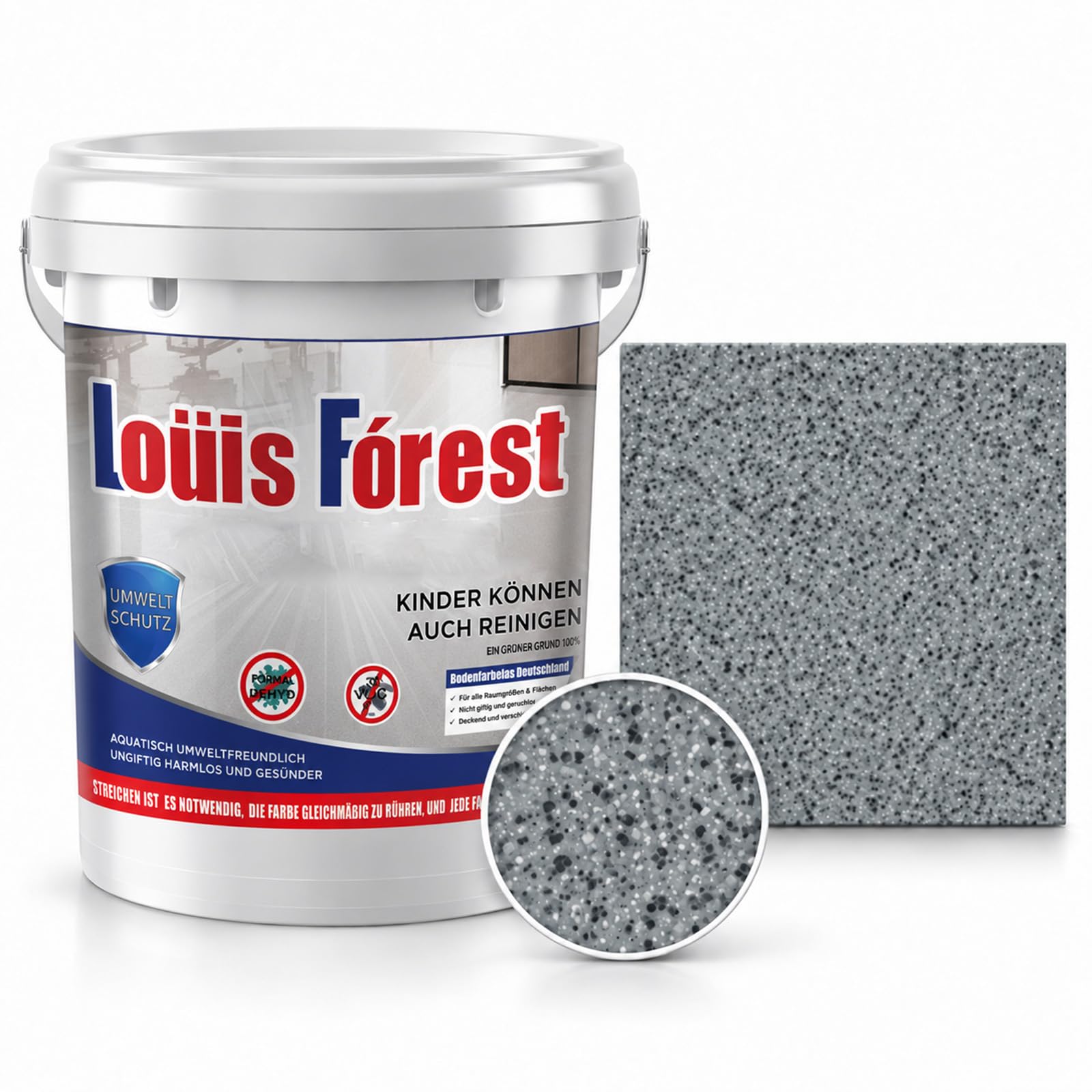 Chictrend Epoxy Floor Paint, Self Leveling Colored Sand Floor Coating, High Gloss Decorative Concrete Floor Paint for Garage, Basement, Workshop and Patio (Sea Gray,5kg)