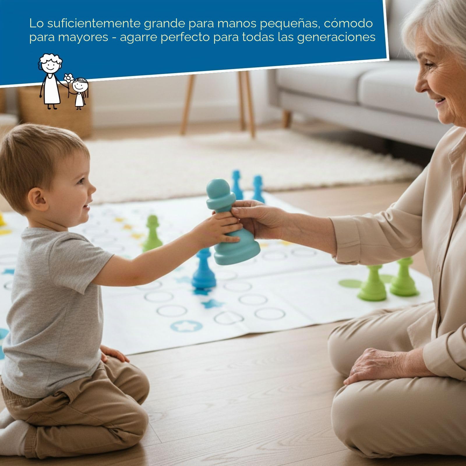 alldoro 60060 Ludo de jardín, Juego de Mesa XXL para Exteriores con 16 Piezas de Juego y Dados, para niños a Partir de 3 años y Adultos