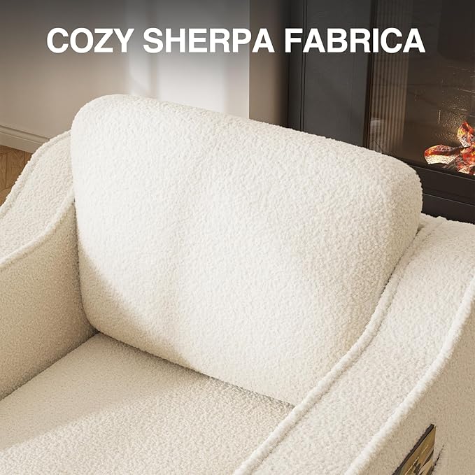 Sillón Giratorio Tapizado 30 Pulgadas Blanco miniatura 5