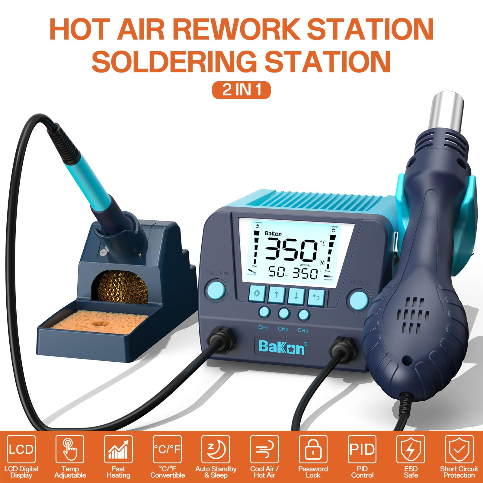 Amazon | BAKON 881 2-In-1 SMD Hot Air Rework and Soldering Station