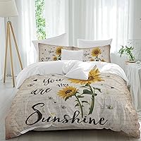 Vista 1 de Juego de fundas de edredón Queen con diseño de girasol, eres mi sol, juego de funda de edredón de 4 piezas, juego de ropa de cama suave