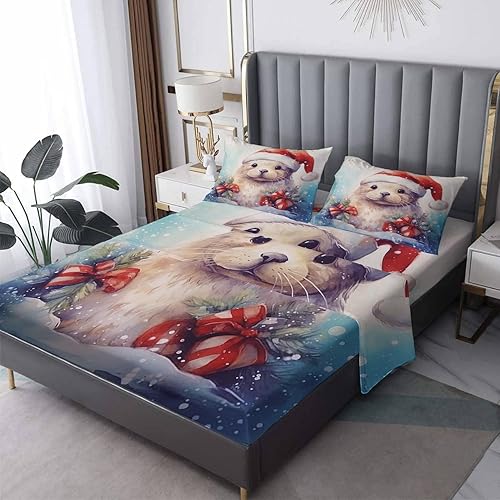 Sábanas de sellado tamaño Queen  Sábanas y fundas de almohada de animales  100% microfibra, estampado de alta cantidad de hilos, sábana encimera,