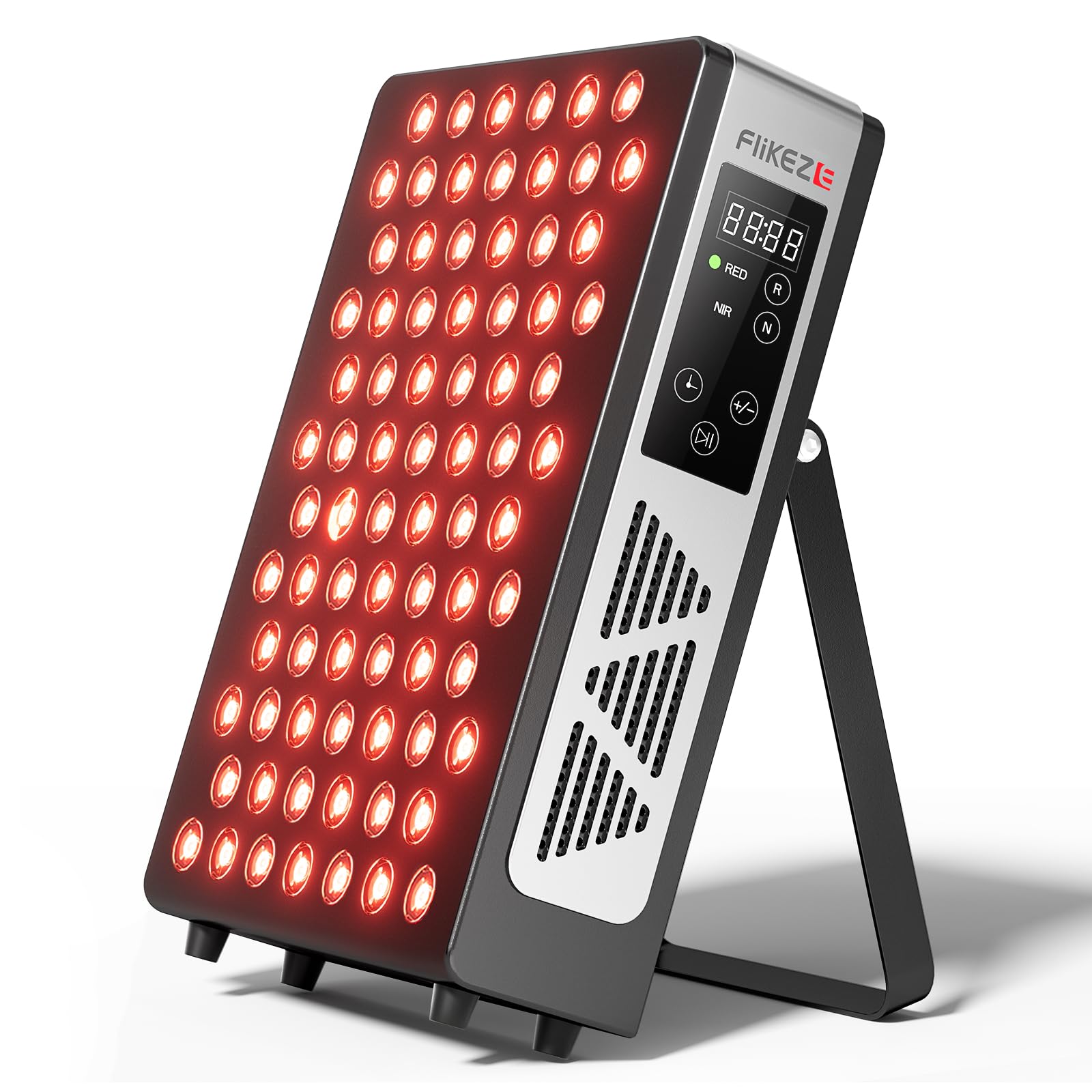 FliKEZE Lampa panelowa do terapii światłem czerwonym (wariant podstawowy), 60 Lampek, Podwójne Diody (850nm, 660nm) Lampa na Podczerwień z Timerem, 5 Regulowanych Intensywności dla Rodziny i Sportu