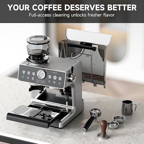 Miniatura 9 de Máquina de café expreso con molinillo, máquina de espresso de 20 barras con espumador de leche, máquinas de café Expresso para el hogar, cafetera