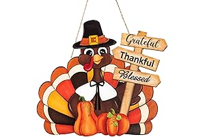 Thanksgiving Decoration Wooden Turkey Pumpkin Door Wreath for Front Door Sign Wall Signs