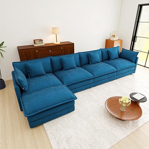 Miniatura 104 de Sofá gris de gran tamaño con una sola nube, sofás seccionales grandes de acento moderno para sala de estar, sofá modular de tela de chenilla, juego