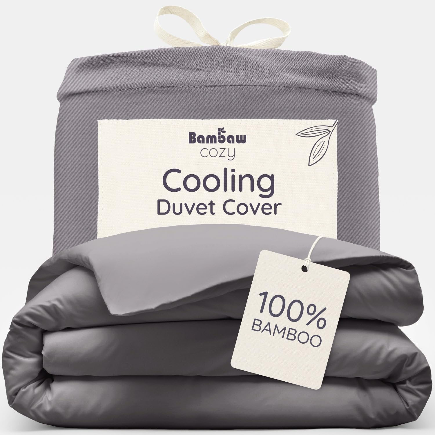 Bambaw Dark Grey King Size Bamboo Duvet Cover 240X220 Cm, Anti Allergy Bedding, 100% Bamboo Bedding King Size, Anti Sweating & Soft Cool Sheets For Summer, Mite-Resistant Cooling Sheet 240X220 Cm (Dark Grey)