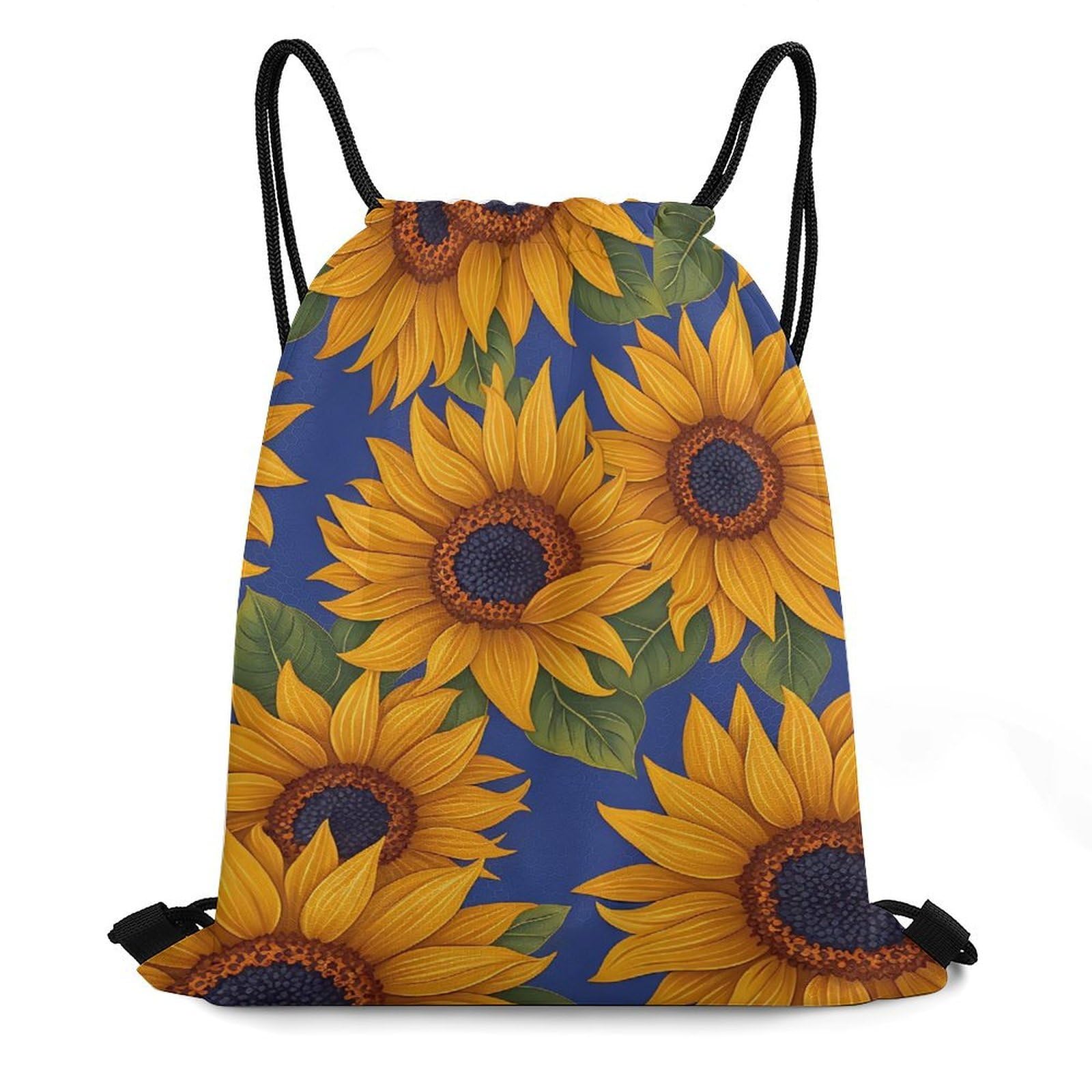CASOWAT Sunflower Floral Drawstring Backpack, Lightweight Daypack for Men Women Fit Travel, Sports, Gym, Travel And Beach 16x14 IN