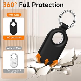 for Samsung Galaxy SmartTag2 Case, 4 Pack Protective Silicone Case for Galaxy Smart Tag 2 with Key Ring for Keys, Wallet, Luggage, Pets (Black/White/Dark Blue/Brown)