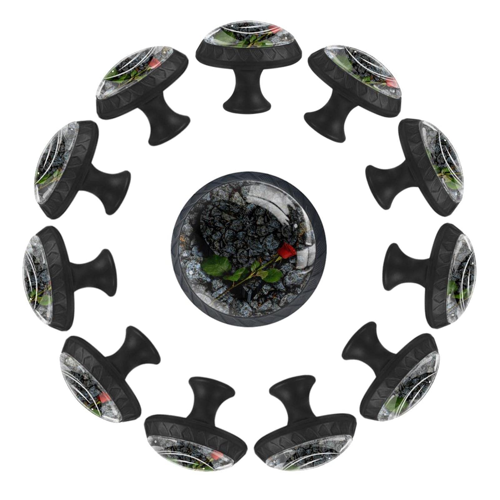 Boutons de tiroir ronds 35 mm Heart and Rose en lot de 12 pour commode de chambre