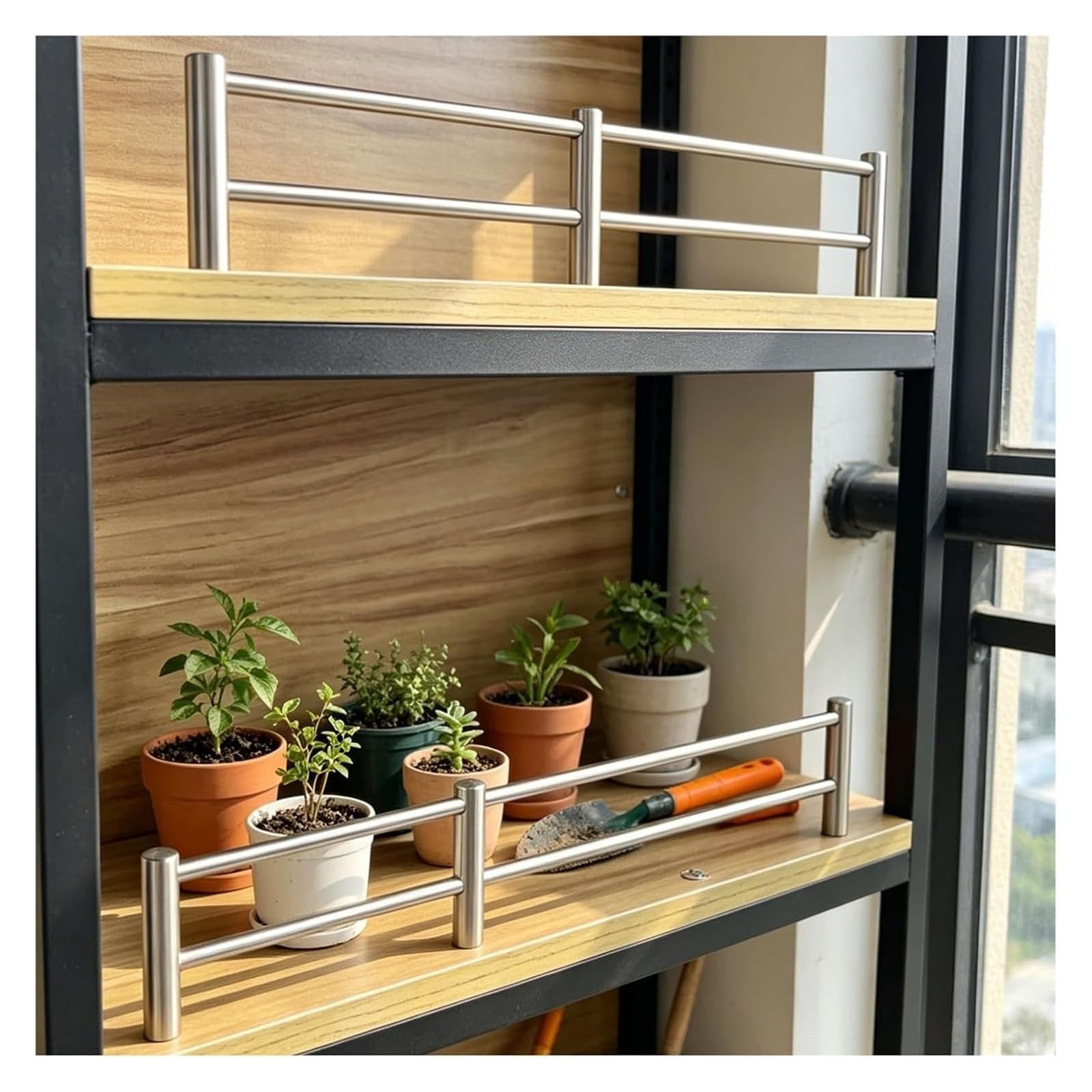 Rust-Proof Shelf Guard with 304 Stainless Steel Solid Posts, 30 40 50 60 70 80 90 100cm Gallery Rail, Customizable for Display Rack(H-80mm/3.15in,34in/864mm)