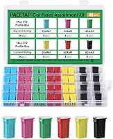 PACETAP 48Pcs Tall Profile Blade Fuses Assortment Kit (20A-80A) w/Puller for Cars, Trucks, SUVs, Boats - Zinc Alloy Emergency Replacement