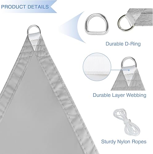 Miniatura 4 de E&K Sunrise - Toldo parasol rectangular impermeable de 12 x 12 pies, para exteriores, bloqueo UV, para pérgola, patio, jardín, terraza (gris claro)