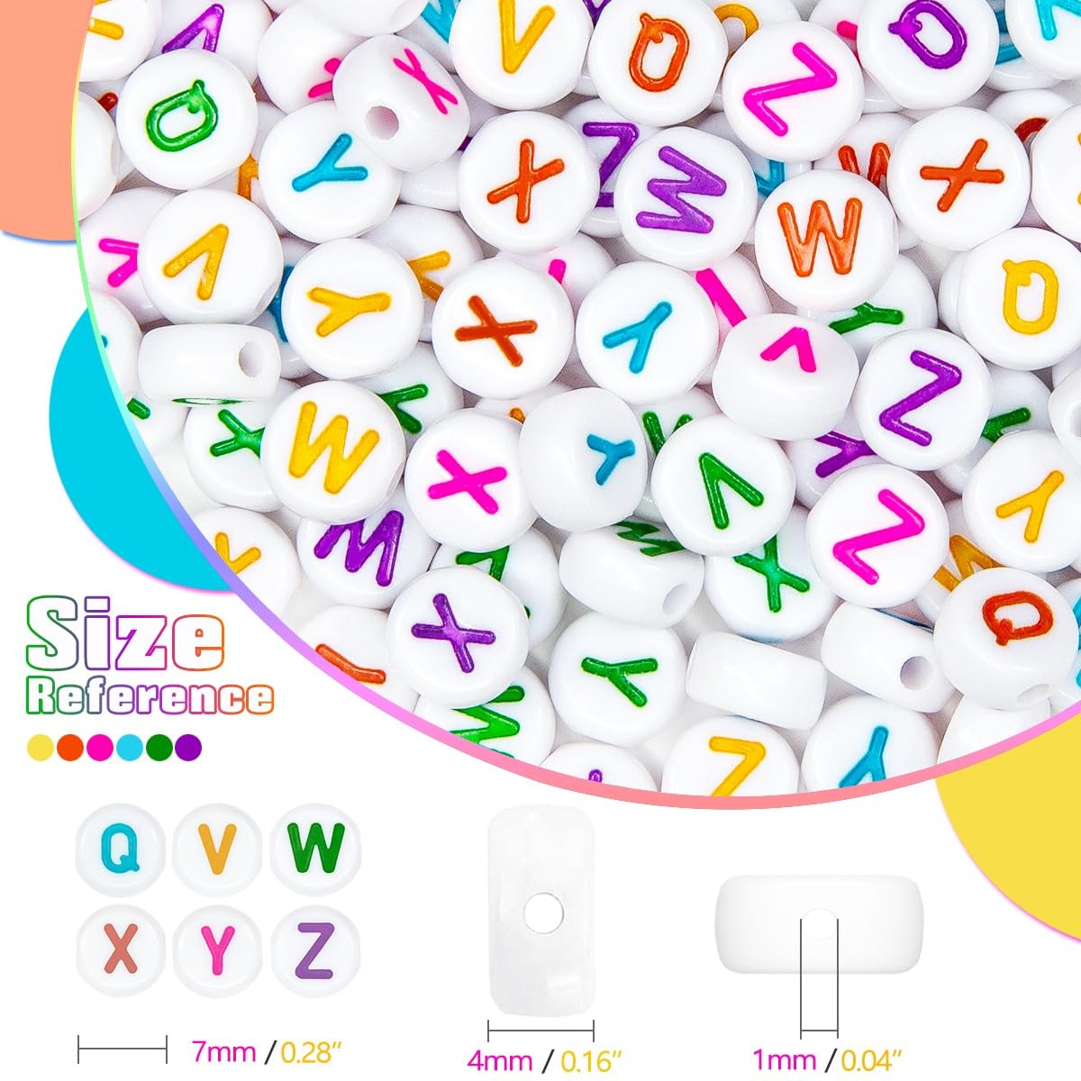 Koraliki z literami 4 x 7 mm akrylowe koraliki alfabetowe do produkcji biżuterii, biała okrągła samogłoska, litera E, koraliki do tworzenia bransoletek, naszyjników, rzemiosła DIY, Biały i
