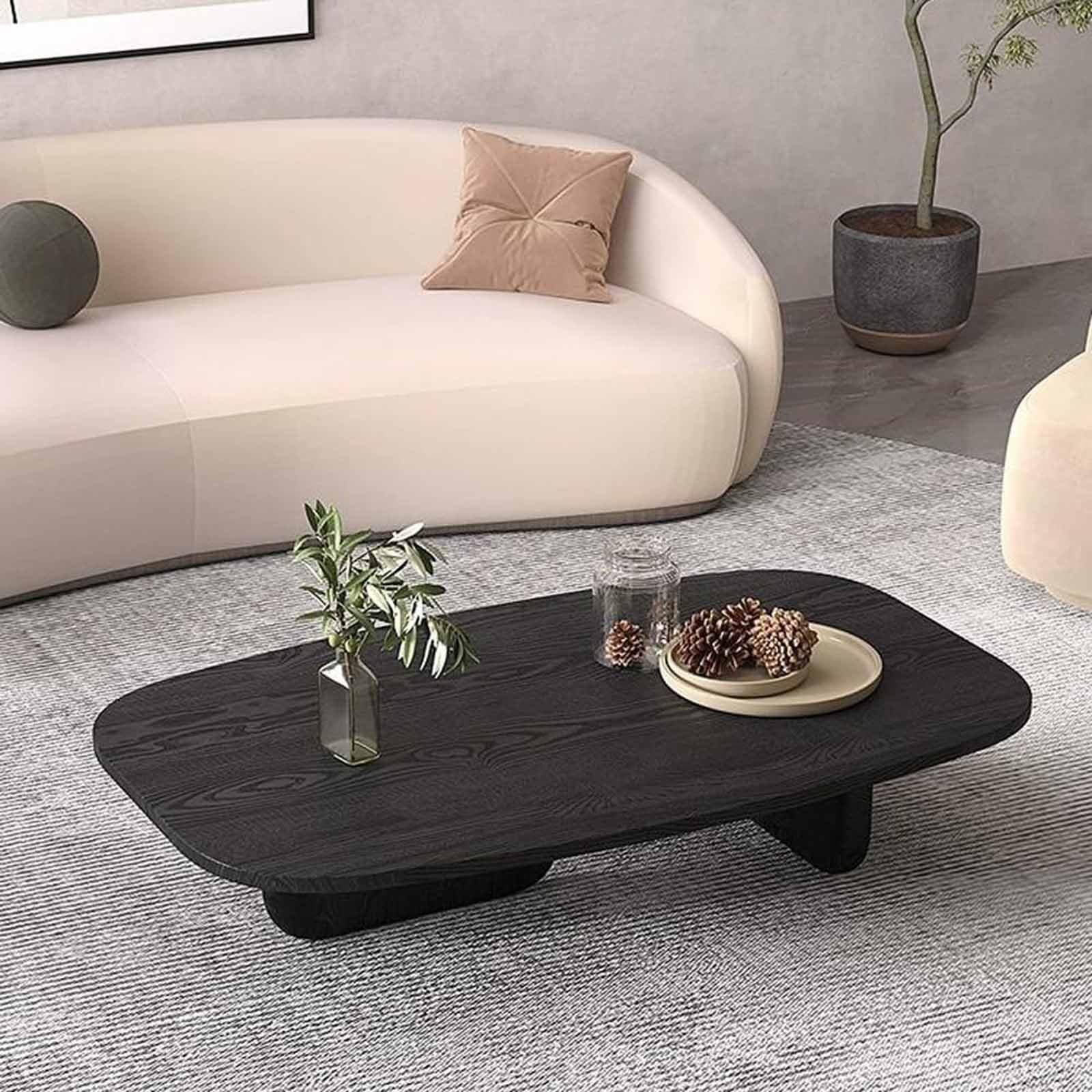 Amazon.co.jp: ミッドセンチュリー楕円形コーヒーテーブル、無垢材  