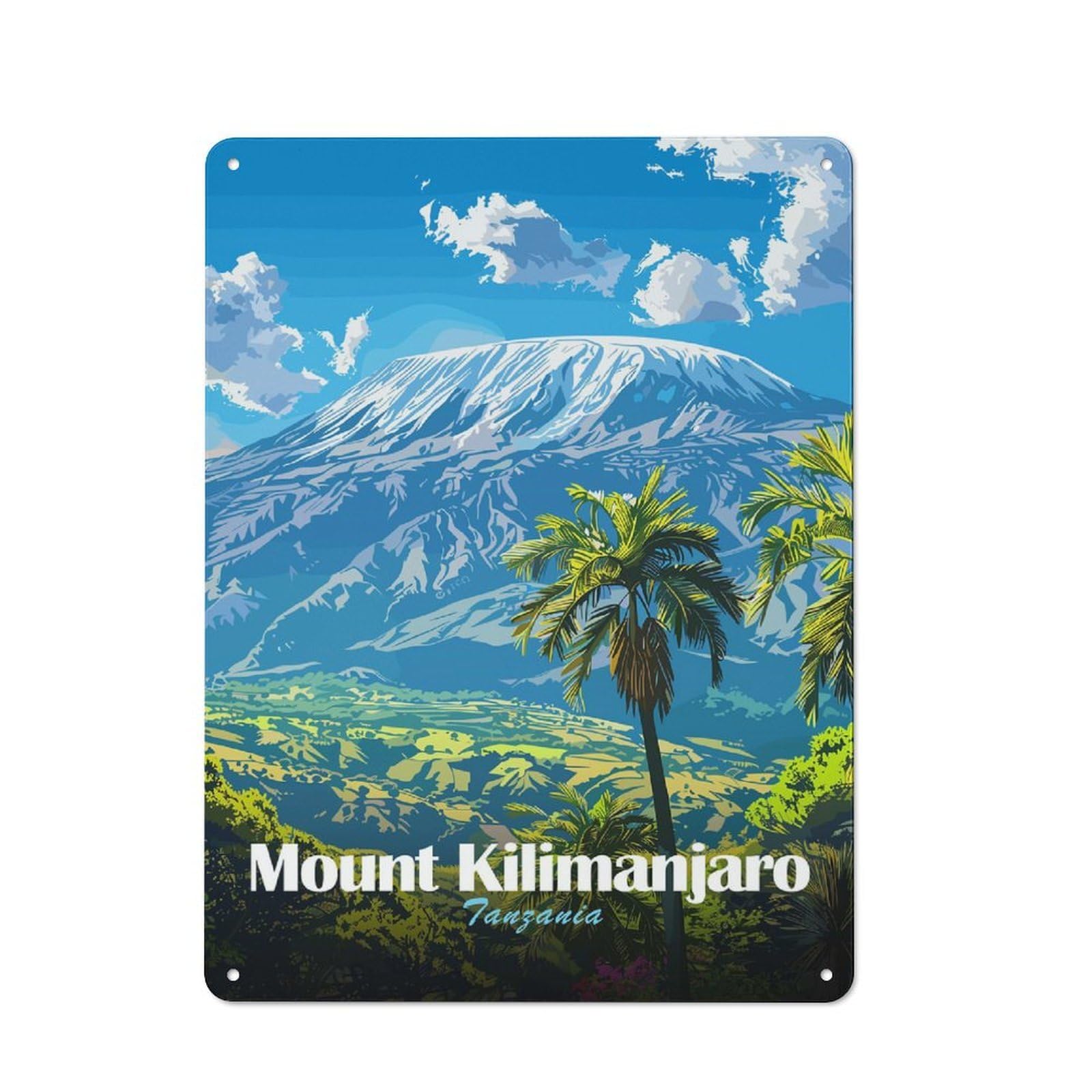 Junmoney Style-4 Retro Mount Kilimanjaro Tanzania Travel Vintage Metal Sign 40X30cm, Room Wall Plaque For Flat, Dorm Room, Lounge Or Cafe