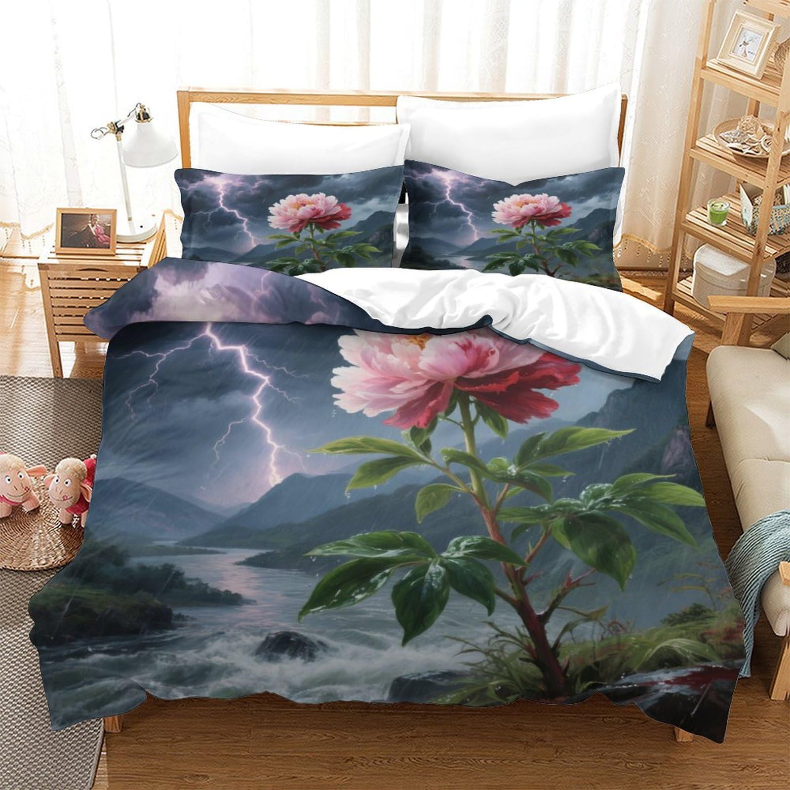 Housse de couette pivoine 140x200cm, le cadeau déco idéal pour ado