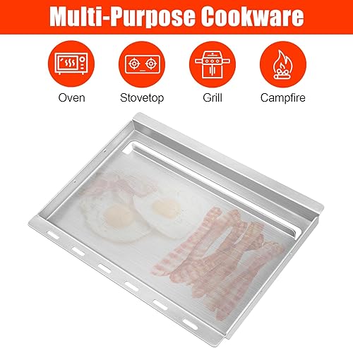 Miniatura 6 de Utheer Parrilla de cocina plana de 25 x 16 pulgadas, parrilla de acero inoxidable 304 con soporte retráctil que se adapta a diferentes tamaños de