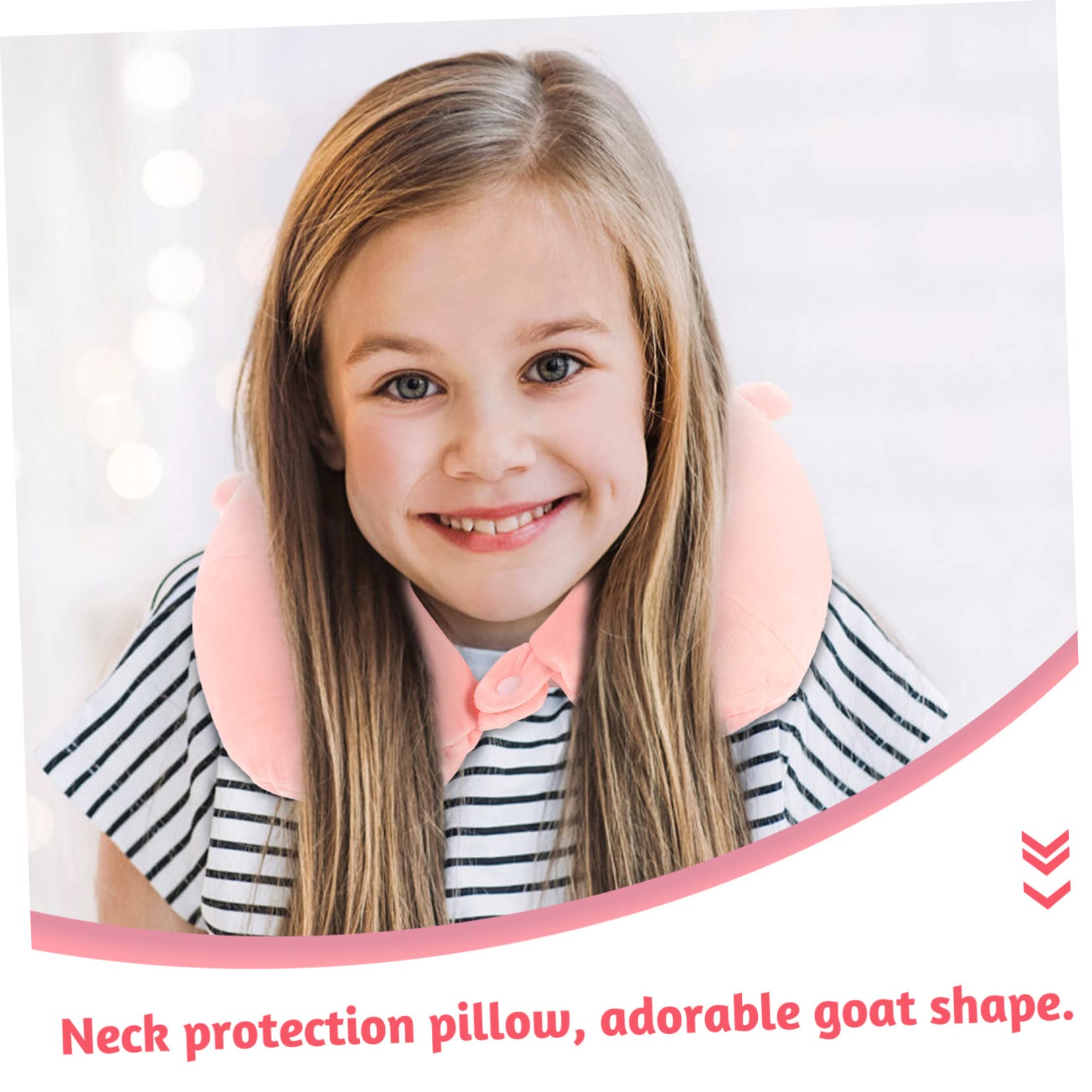 TOPBATHY 2juegos Cojín De Viaje para Niña u Cervical Portátil con Diseño De Caricatura para Siestas y Viajes Soporte para Cuello Pastel