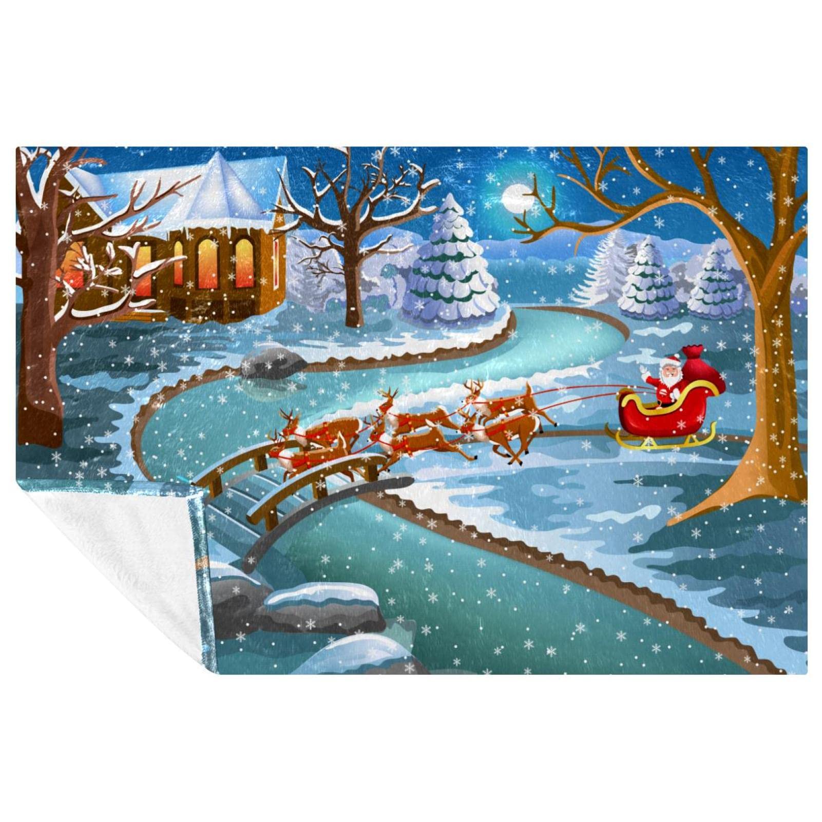 Couverture douce et chaude de pique-nique motif Père Noël pour le camping