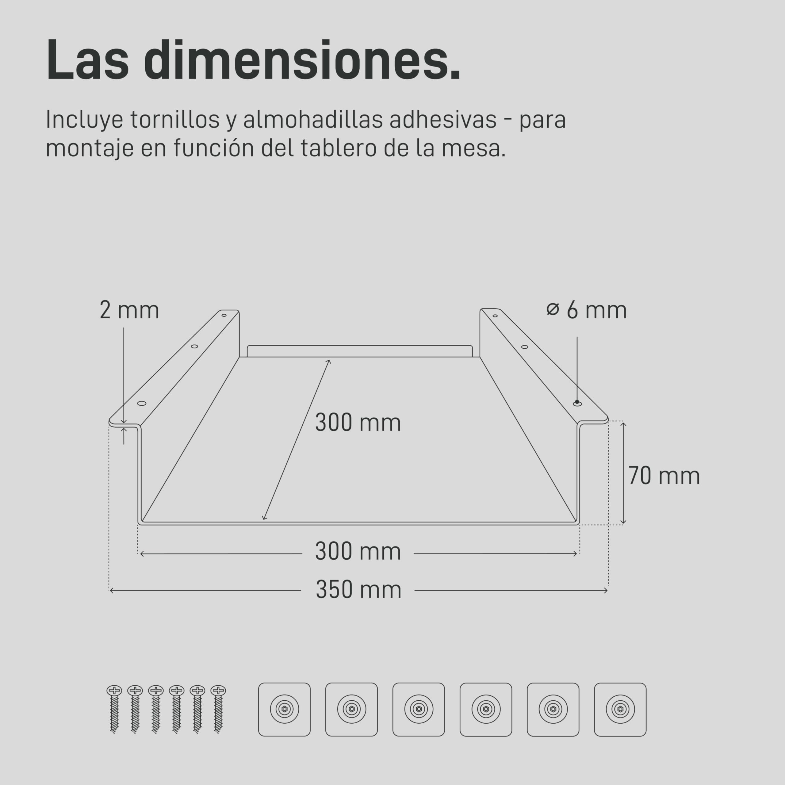 Natural Goods Berlin 1x compartimento de mesa LADE, cajon, organizador de escritorio, armario de material, caja de almacenaje, base de metal para estudio, oficina, cocina y baño (Negro, 300 x 300mm)