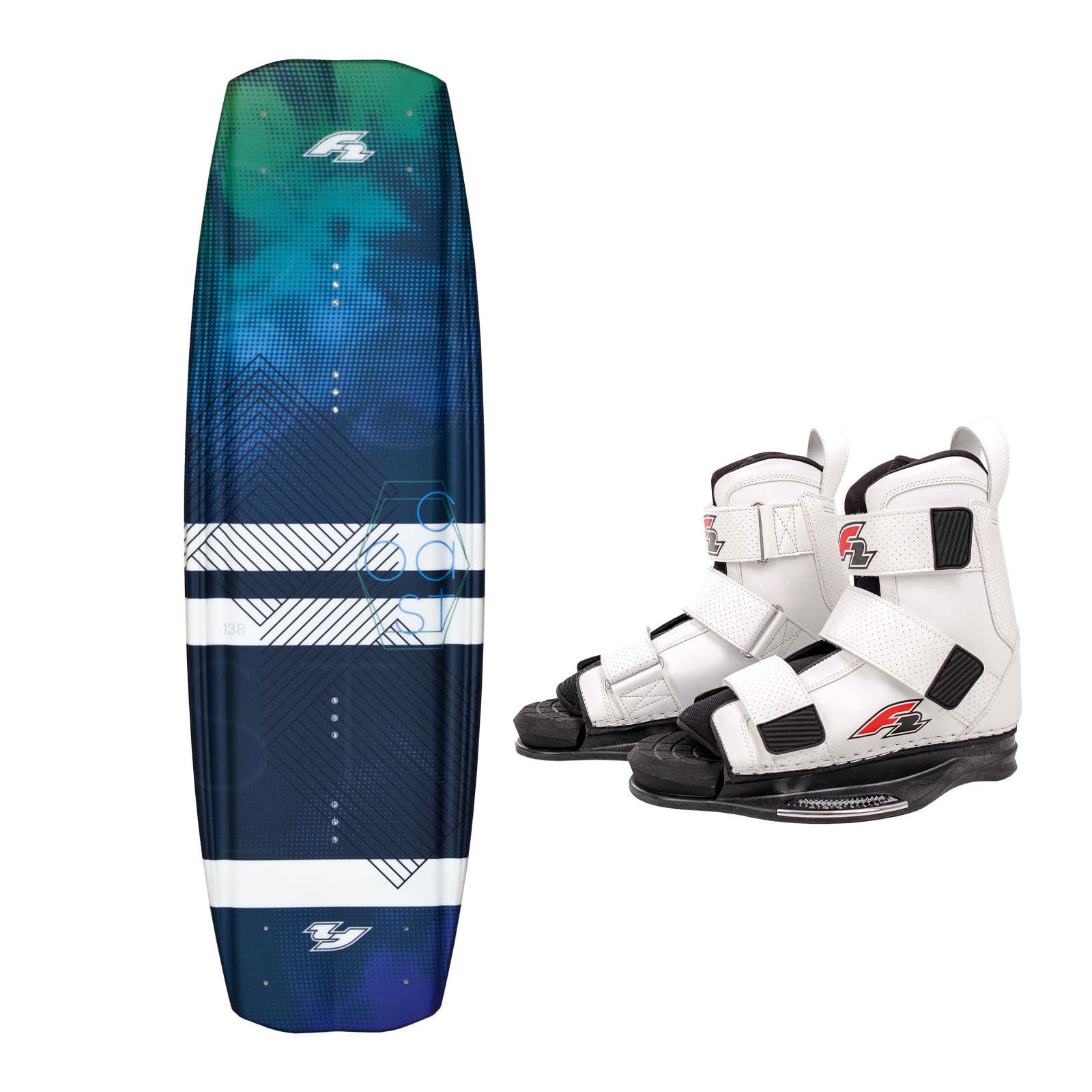 F2 Set Wakeboard Coast Ocean 144cm mit Wakebindung Team Boot L/XL
