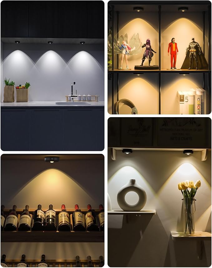 WILLED WILLED keukenverlichting onder kast Oplaadbaar, nachtlampje met afstandsbediening, 3 kleurtemperaturen, timingfunctie, opsteeklampen voor onder kasten, keukenkasten en kast (6-pack) photo 3