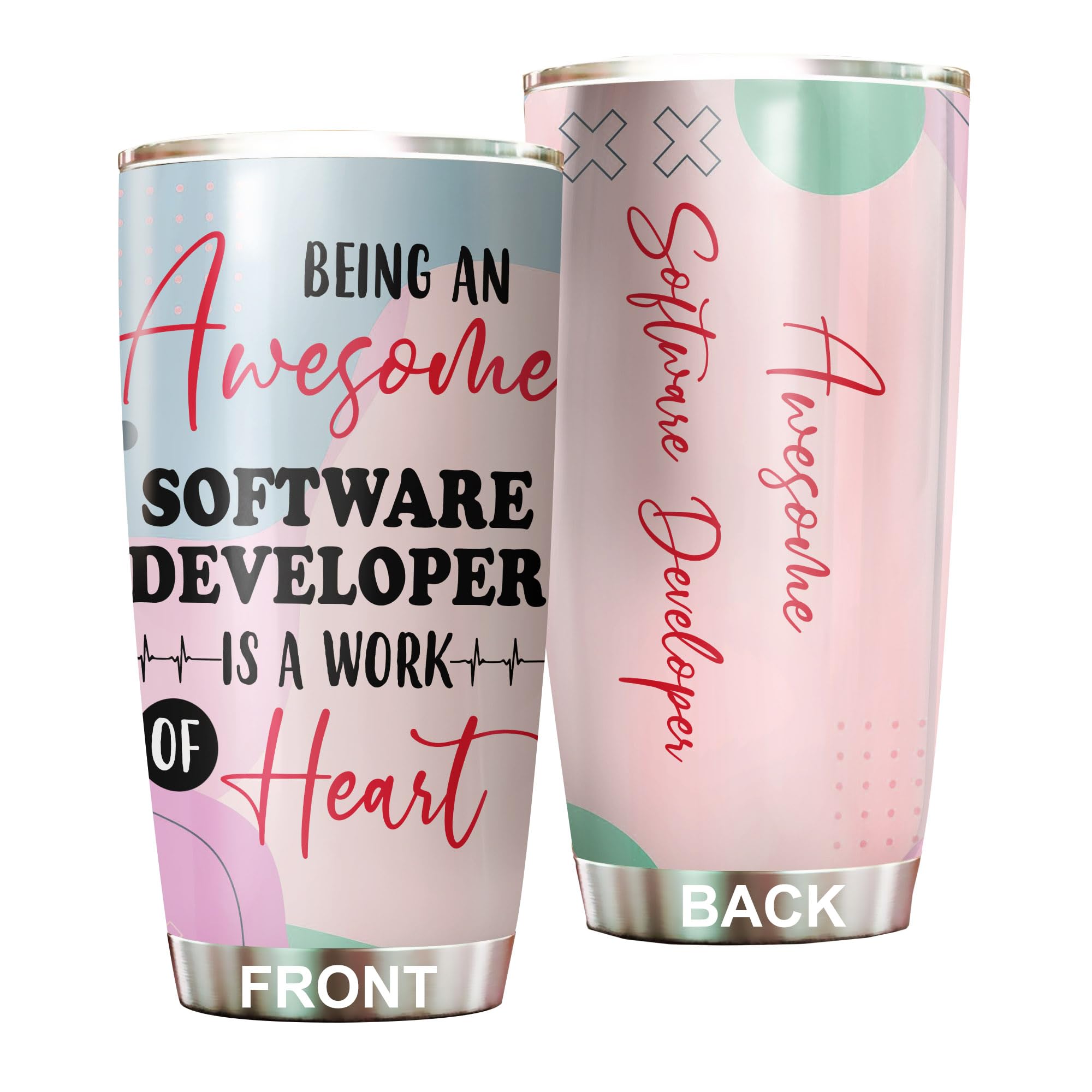Awesome Software Developer Tumbler Stainless Steel 20oz, Funny Software Developer Gifts Bulk For Birthday Christmas, Software Developer Gifts For Men Women Office Coworker Driking Coffee Cup Humor