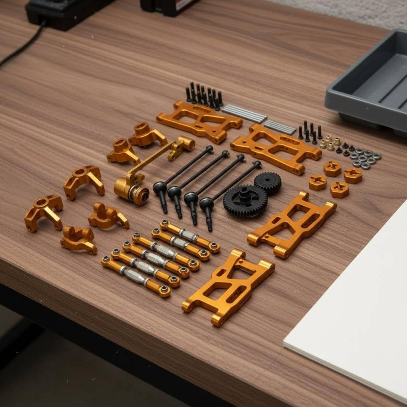 Industrial Vehicle RC Auto Tuning Teile set Reparaturkit Aufrüstkit Ersatzteile Metallkomponenten Kompatibel mit Wltoys 1/12 Und 1/14 für Hobbywerkstatt Rennstrecke Hinterhoffahrten , color to 3