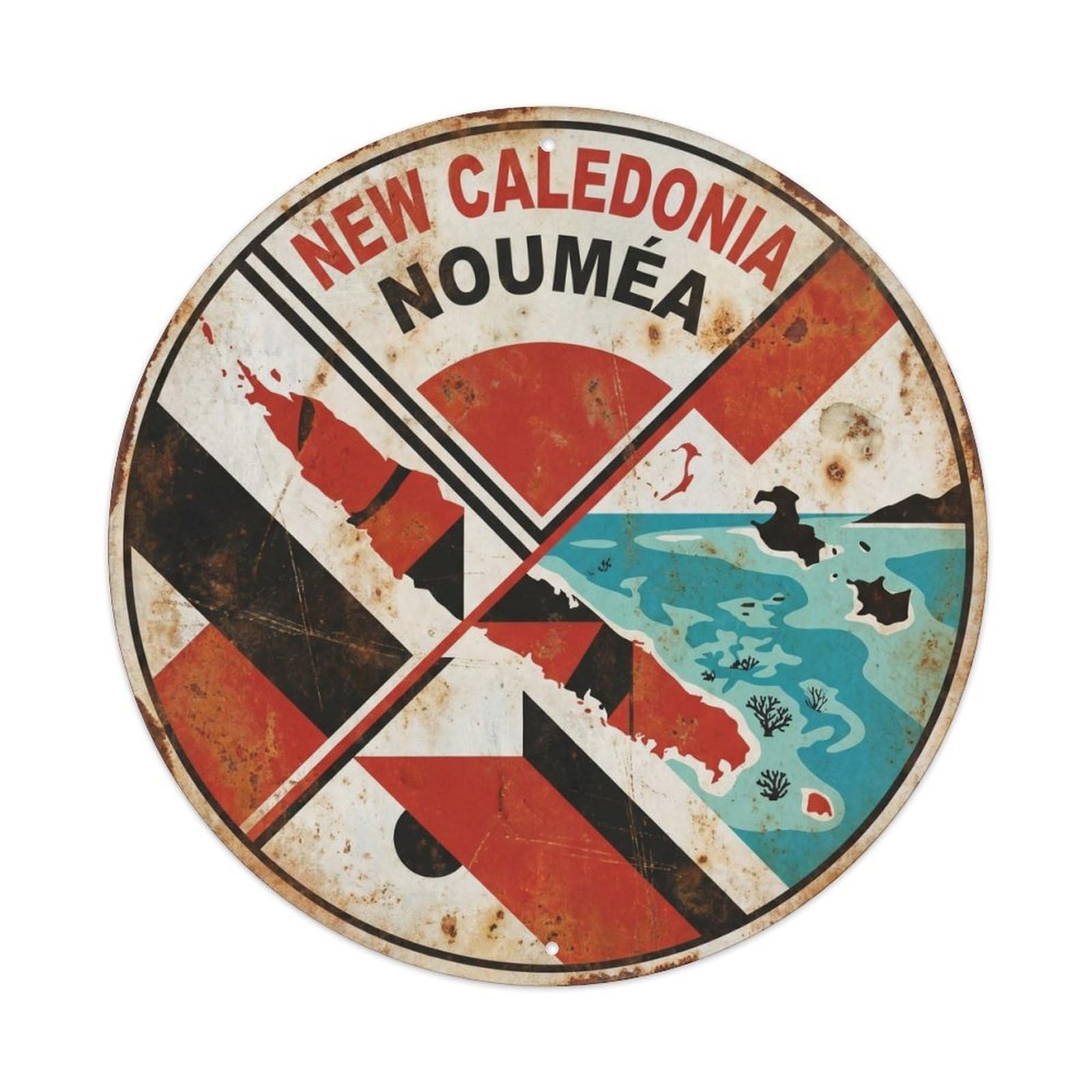 New Caledonia Noumea Tropical Island Bold Geometry Metal Tin Sign