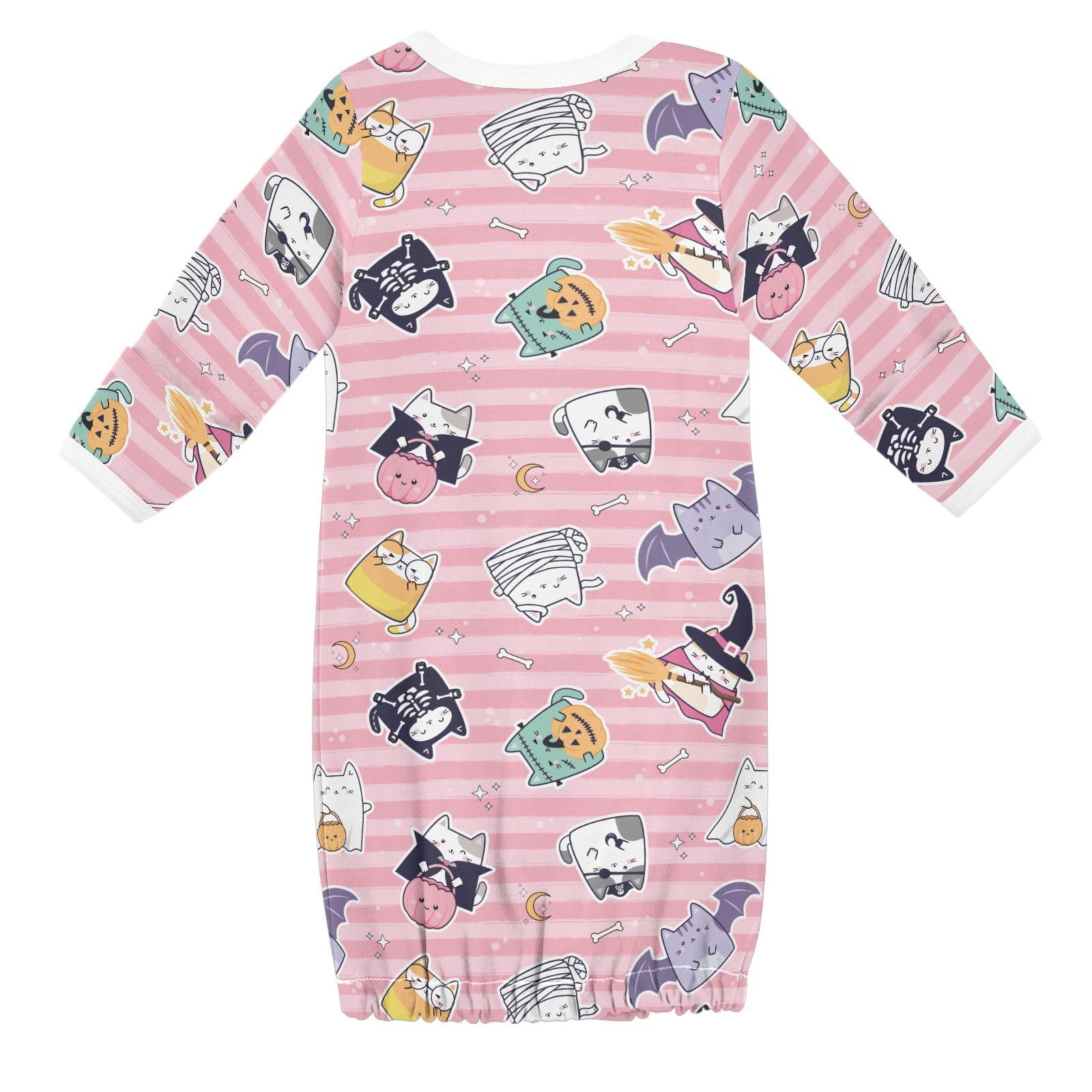 WIFIU Halloween Kawaii Cute Cat Baby Girls Boys Sleeper Gown Cotton Nightgown Long Sleeve, Baby Nightdress Sleeping Clothes for Newborn 3-6 Months Multicolor