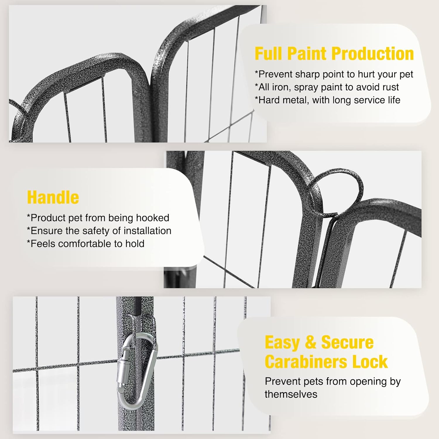 Dog Playpen, Foldable Metal Pet Dog Exercise Fence Pen with Door Gate, Heavy Duty Metal Small Animal Fence, Dog Kennel Outdoor (8 Panels, 31 Inch)