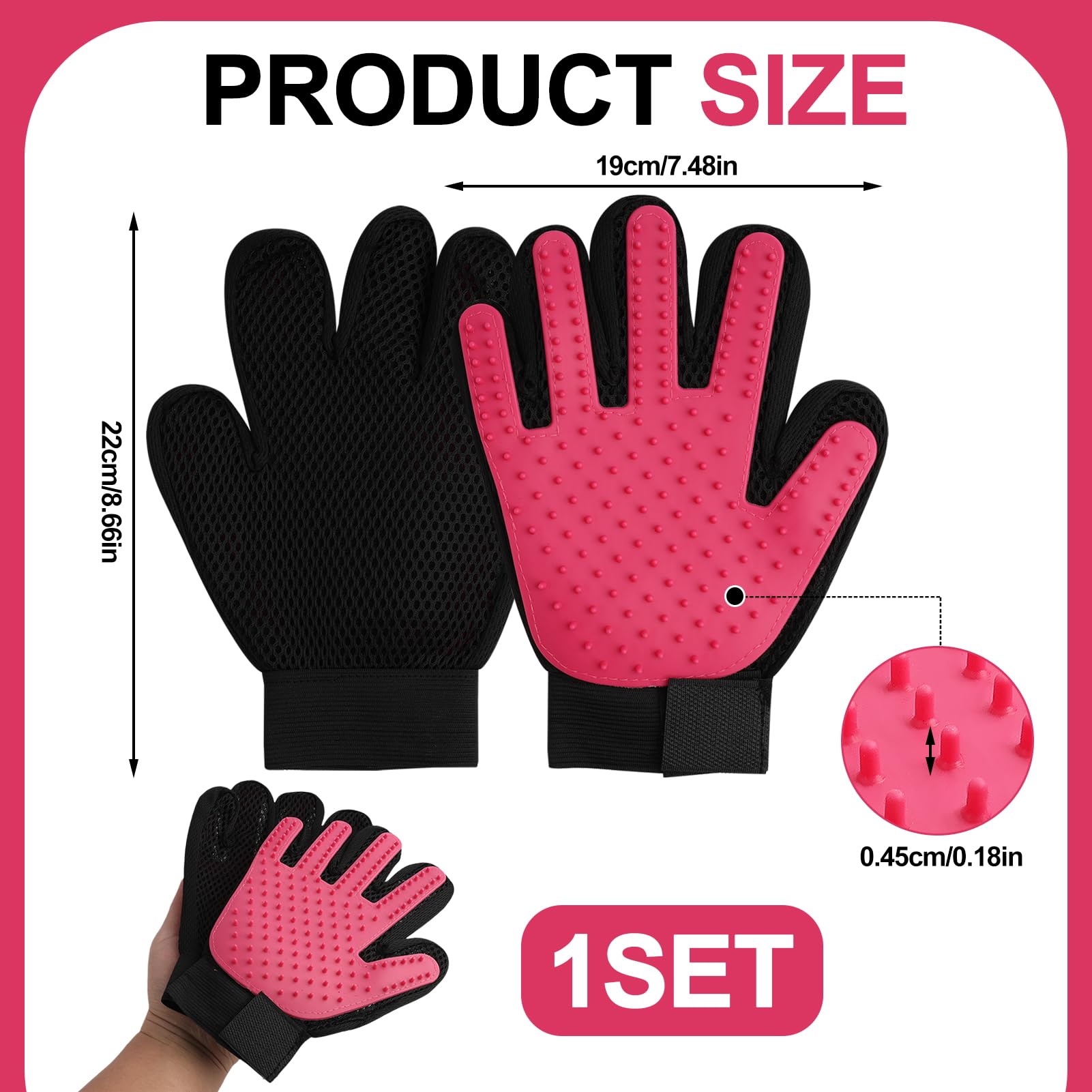 Pet Grooming Gloves for Cats Dogs, and More, Gentle Deshedding Brush Gloves with Enhanced Five Finger Design - Image 2