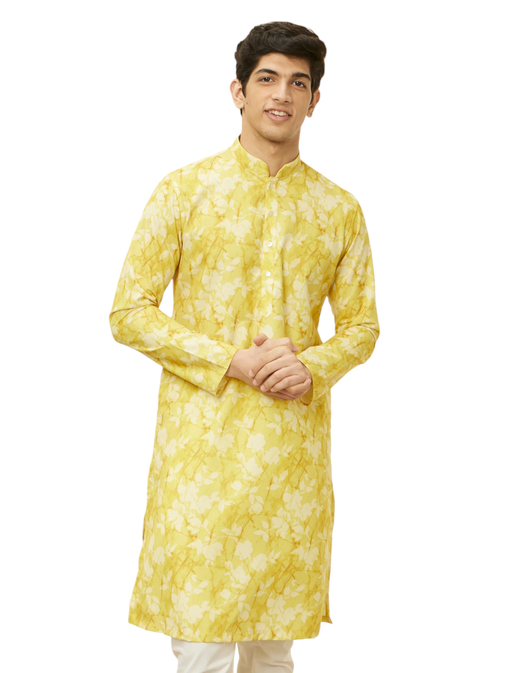Manyavar Kurta da uomo in misto cotone con stampa floreale (1 pz)