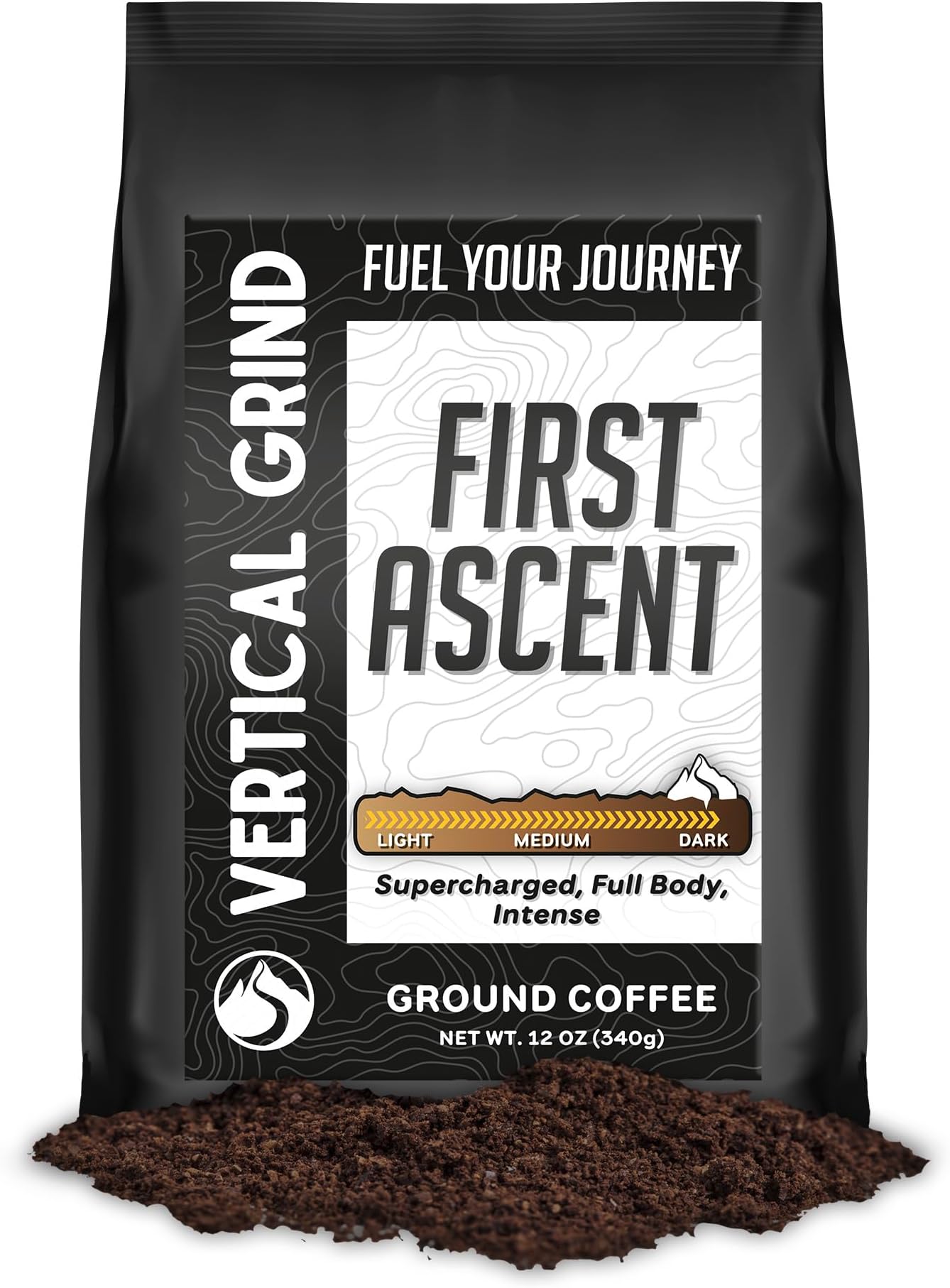 - First Ascent – Arabica Ground Coffee Dark Roast, Small-Batch Roasted, Bold Smooth Flavor, Dark chocolate smoky finish, Adventure-Inspired Premium Coffee, All Brewing Methods, 12 oz