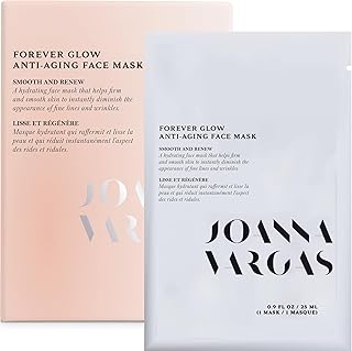 Joanna Vargas Forever Glow Anti Aging Face Mask for Women - Hydrating Sheet Mask For Radiance & Youthful Glow - Moisturizing Face Mask with Gingko Biloba - Plumping Facial Sheet Mask - Single Sheet