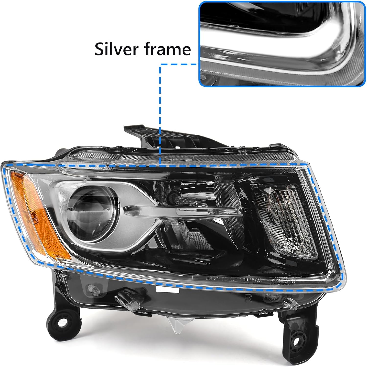 FIONE Halogen Headlight Assembly Compatible with Jeep Grand Cherokee 2014 2015 2016 Replacement Headlamp Right Passenger Side RH