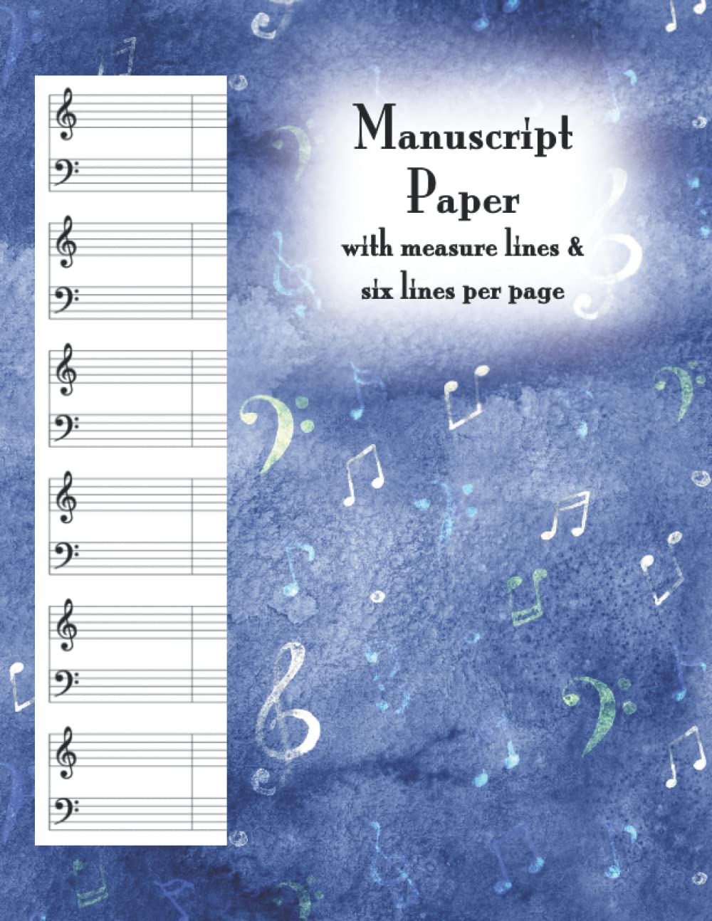 Manuscript staff paper avec 6 portées pour composer votre musique et noter vos accords
