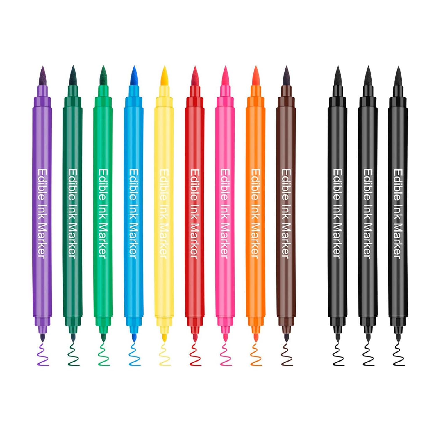Edible Markers Food Coloring Pens Fine and Thick Tip Food Grade Gourmet Writers for Cookies DIY Fondant Cakes Baking Party Decorating Drawing Writing?12PCS)