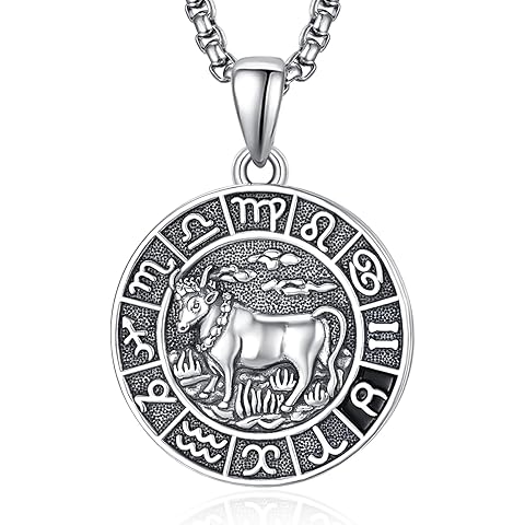 Zodiac Necklace for Men - 925 Sterling Silver/14K Gold/Black Horoscope Constellatio...