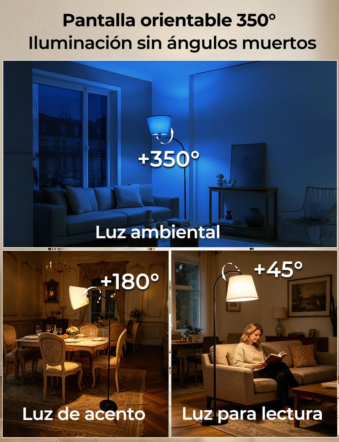 Lámpara de Pie Arco LED Salon Moderna RGB Inteligente, 170CM Control dual mediante interruptor de pie y aplicación, Regulable con bombilla, CRI92, 2700-6000K, 10W 1200LM, para Salón Dormitorio Oficina