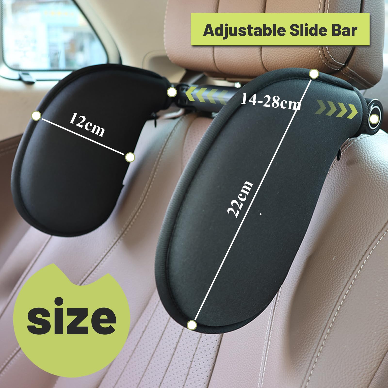 Appui-tête réglable pour Auto, Enfants & Adultes | Mousse à mémoire haute qualité, réglable et ergonomique – le soutien idéal pour les longs trajets en voiture.