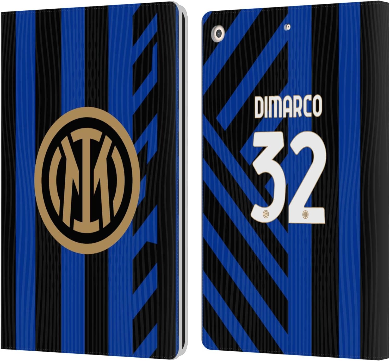 Head Case Designs Officially Licensed Inter Milan Federico Dimarco 2024/25 Players Home Kit Leather Wallet Case Compatible with Apple iPad 10.2 2019/2020/2021