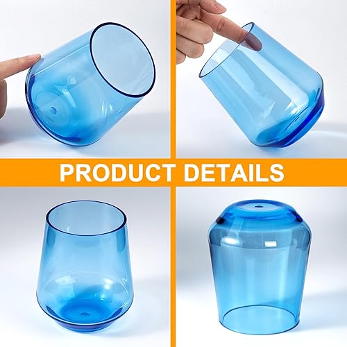 Miniatura 9 de KX-WARE Copas de vino acrílicas irrompibles sin tallo de 16 onzas, juego de 6 transparentes