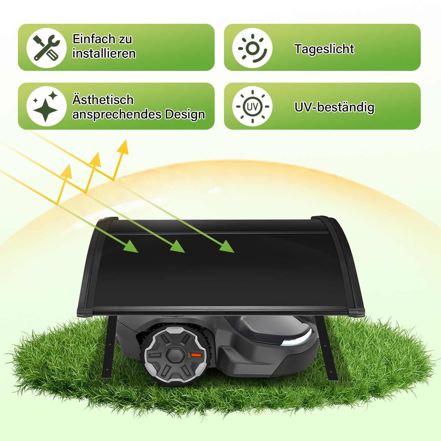 Garage pour robot tondeuse, en plastique polypropylène, abri de pluie protégé contre les UV pour robot tondeuse, protection contre les intempéries, 106 x 87 x 50 cm, noir